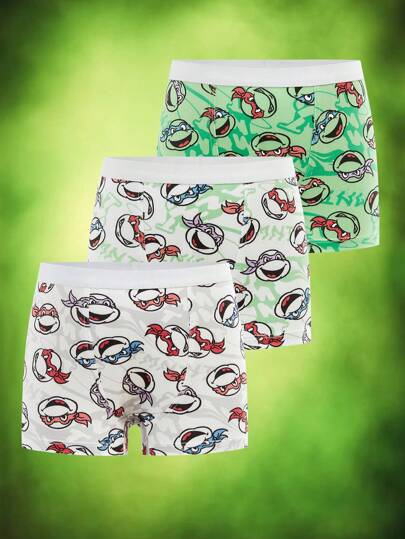 TEENAGE MUTANT NINJA TURTLES | SHEIN Slips boxer à imprimé tortue dessin animé pour garçons préadolescents