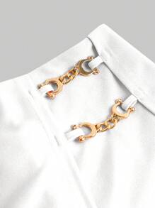 SHEIN Girlism Teen Girl Solid Color Metal Decor Skort, Suitable For Holiday, Valentine's Day, School