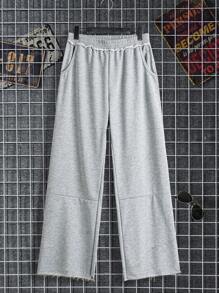 SHEIN Manfinity Dauomo Hoodies And Wide Leg Plain Casual Pants For Men, Fall - Grey - View 3