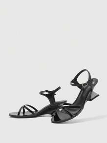 CUCCOO BIZCHIC Black Wedge Heel Round Toe Open Toe Comfort Slide Sandals - Black - View 6