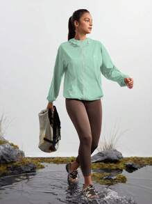 In My Nature Áo khoác đi bộ đường dài ngoài trời có mũ trùm đầu, thích hợp cho cắm trại, đi bộ đường dài và đi làm trong thành phố - Màu xanh Bạc hà - Xem 3