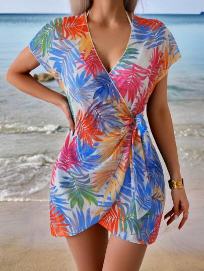 Swim Lushoire Kimono informal y elegante de cubrir, estampado tie-dye, diseño sencillo, adecuado para uso diario, para vacaciones de verano en la playa