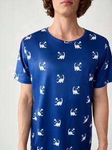 NotGurli Conjunto de ropa informal de hombre con camiseta de manga corta y cuello redondo, y pantalones cortos