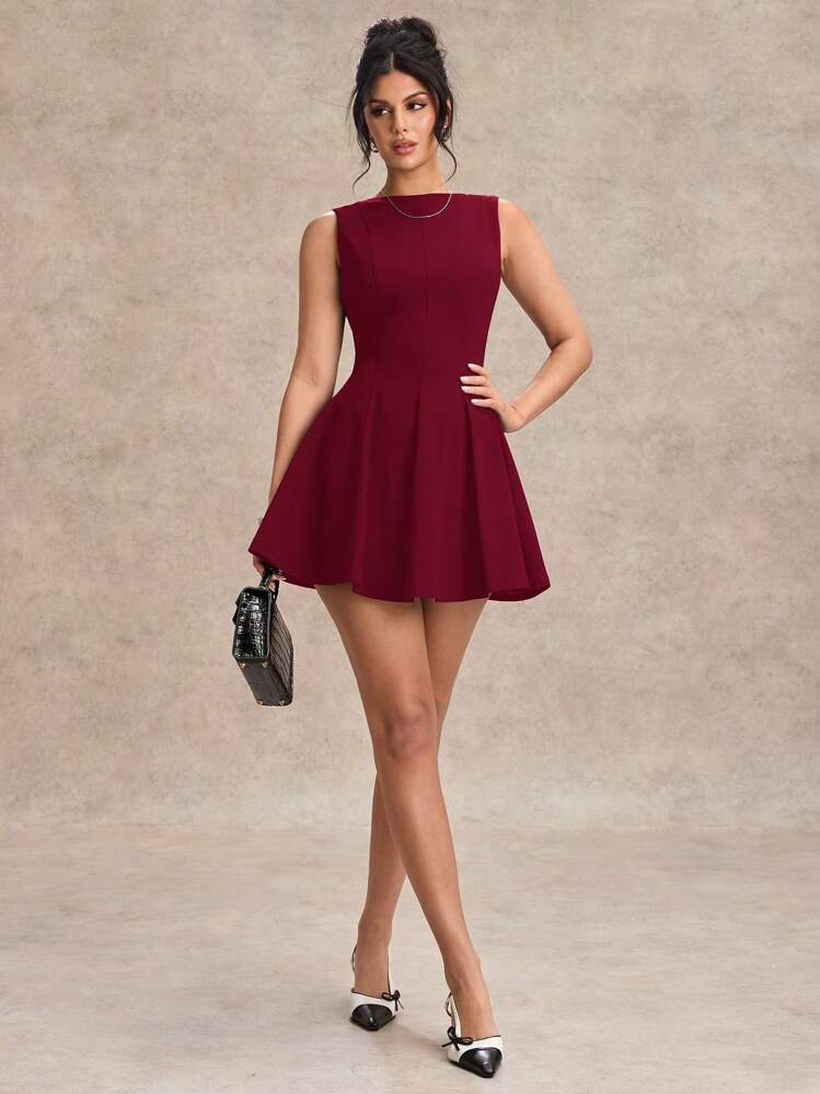 SHEIN BAE Solid Black Sexy Minimalist Bodycon A-Line Burgundy Dress For  Women, Date Night Dress, Bridesmaid Mini Dress, Elegant Little Black Dress,  Spring/Summer,Business Casual Woman,Rave Outfits Festival | SHEIN Singapore