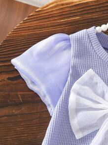 Baby Girls Korean Style Casual Cute Car Print Contrast Color Ruffle Short Sleeve Top And Shorts Set, Summer