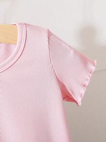 Baby Girl 3-Piece Early Spring Candy Color Gentle Cute Short-Sleeved Crew-Neck Top - Multicolor - View 5