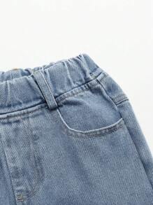 Infant/Toddler Boys Casual Denim Jeans, Comfortable Versatile Streetwear, Lightweight For Spring/Autumn - Light Wash - View 7