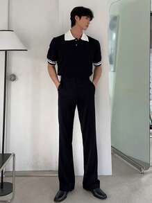 DAZY Men's Summer Contrast Collar Knit Sweater,Back To School Clothes