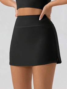 Chiquease Black Multi-Functional Pencil Skirt, Slim Fit Anti-Flashing, Suitable For Back To School, Knee-Length Skirt - Black - View 1