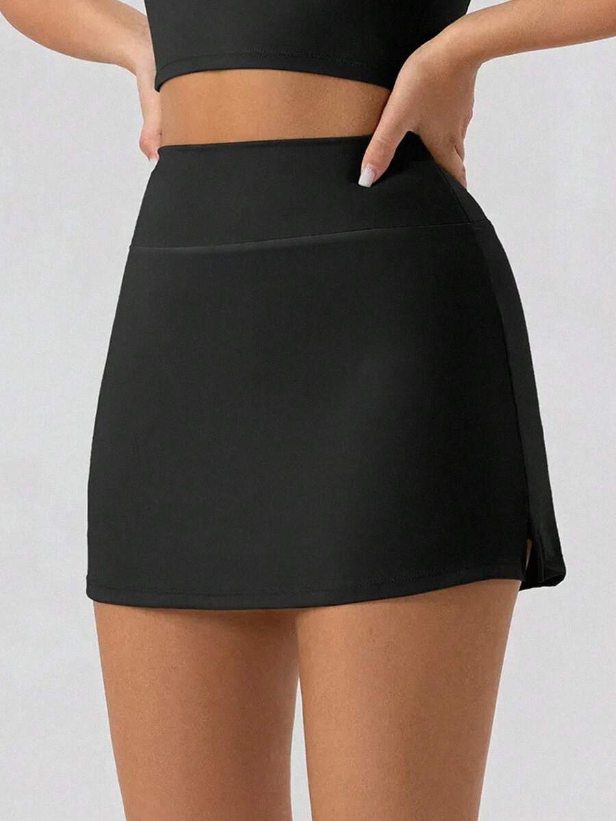 Chiquease Black Multi-Functional Pencil Skirt, Slim Fit Anti-Flashing, Suitable For Back To School, Knee-Length Skirt - Black - View 1