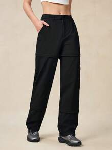 OutZeal Pantalón impermeable y resistente al desgarro de nailon para senderismo 3 en 1, con cintura ajustable, tiro alto, bolsillo con cremallera, longitud completa y bermudas