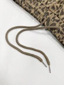 StreetHx 女士豹纹休闲宽松阔腿修身裤 - 卡其色 - 查看 5