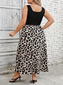 SHEIN CURVE+ Plus Size Solid Color Patchwork Ruched Dress, Casual Beach Wear - Multicolor - View 2