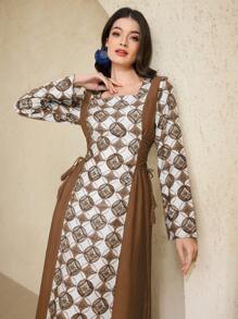 Al Najma Women's Simple Fashion Arabic Style Dress, Suitable For Summer Vacation,Modest - Brown - View 2