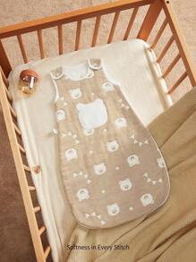 Cozy Pixies 1 pezzo Sacco a pelo per bambini in tessuto jacquard morbido e confortevole con stampa di orsetto, certificato Oeko-Tex, adatto per primavera/estate