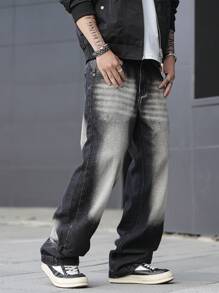Manfinity LEGND Pantalones vaqueros de moda casual y simple para hombres, para uso diario - Gris - Ver 7