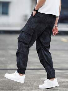 Manfinity Homme Plus Size Men's Casual Drawstring Waist Cargo Pants - Multicolor - View 6