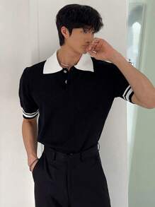 DAZY Men's Summer Contrast Collar Knit Sweater,Back To School Clothes