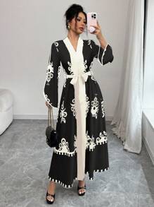 Elenzga 女装 女式 编织 优雅 秋季 长裙 - 彩色 - 查看 1