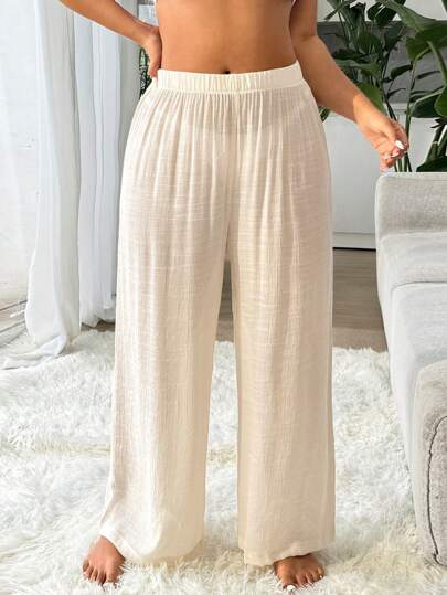 Swim Vcay Conjunto de top y pantalón de unicolor informal para mujer talla grande