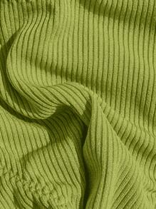 Swim Mod Women's Vacation Sexy Solid Color High Stretch Ruffle Edge Bikini Set For Summer - Green - View 5