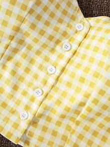 Sweetra Hong Kong Style Plaid Spaghetti Strap Bowknot Cami Top Sexy Backless Sleeveless For Women - Yellow - View 6