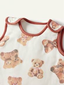 Cozy Pixies 1pc Cartoon Bear Print Soft & Comfortable Baby Padded Sleeping Bag, Spring,Oeko-Tex Certified