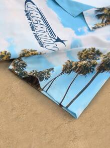 Manfinity Chillmode Men's Tropical Print Short Sleeve Casual Vacation Shirt