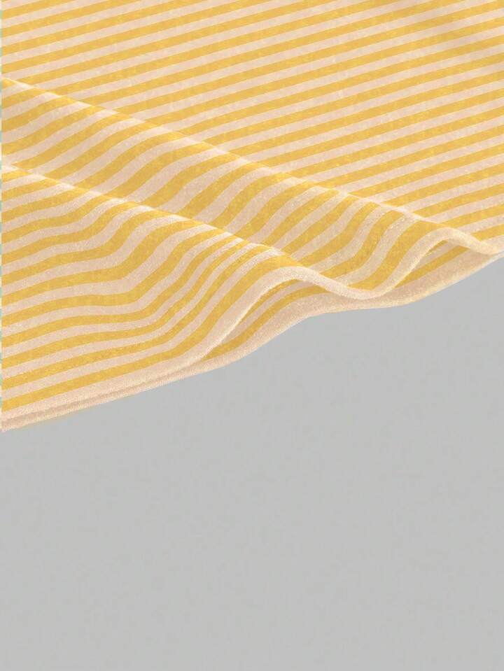 INAWLY Ruffles Decor Women's Cropped Casual Striped Tube Top