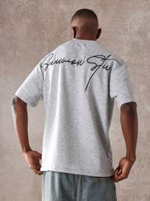 SUMWON Letnia koszulka z nadrukiem w stylu sygnowanym, oversize'owa, luźna, w stylu ulicznym, z nadrukiem na plecach, swobodna, miejska, modna, niezbędna