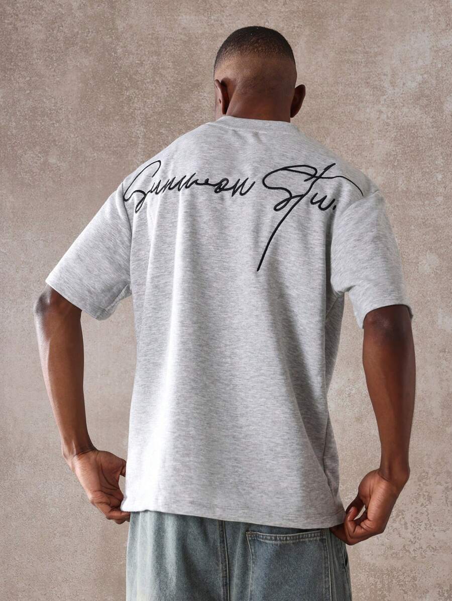 SUMWON Letnia koszulka z nadrukiem w stylu sygnowanym, oversize'owa, luźna, w stylu ulicznym, z nadrukiem na plecach, swobodna, miejska, modna, niezbędna