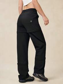 OutZeal Pantalón impermeable y resistente al desgarro de nailon para senderismo 3 en 1, con cintura ajustable, tiro alto, bolsillo con cremallera, longitud completa y bermudas