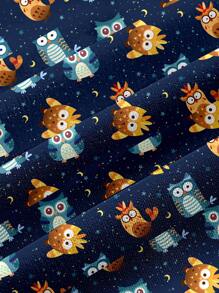 PopScrub Cartoon Owl Print Work Scrub Uniform Top, Casual And Simple - White - View 3