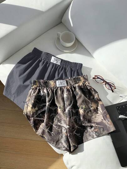 Comfortcana 2 件女士宽松字母印花休闲短裤，春夏