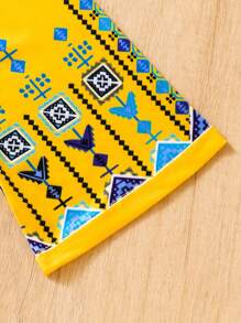 Young Girls' Printed Long Dress - Yellow - View 7