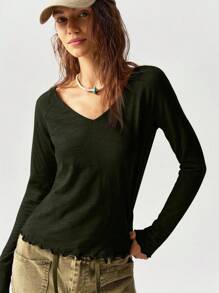 Bohemela Maglietta con scollo a V, maniche lunghe, modello ampio, da donna, per vacanze in stile boho, casual, adatta per autunno e inverno