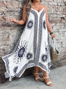 Breezaya Plus Size V-Neck Sleeveless Floral Print Dress