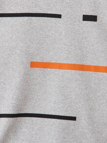 SHEIN Chàng trai trẻ Sọc Vòng cổ Ngắn tay Áo thun Và Bộ quần short - Xám - Xem 5