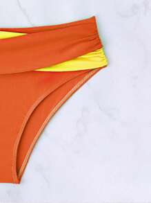 SHEIN Swim 女士聚拢比基尼泳装套装，海滩夏季服装 - 彩色 - 查看 5