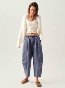 Bohemela Pantalones casuales holgados de mujer para vacaciones, estilo minimalista - Azul - Ver 7