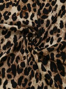SHEIN LUNE Vestido midi sexy para mujer con estampado de leopardo y encaje