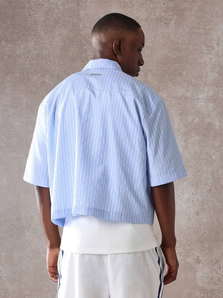 Retro Striped Button Down Short Sleeve Relaxed Fit Shirt