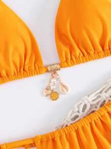 Swim SXY Set de 2 piezas de bikini de mujer con cuello de corbata metálico, en unicolor elegantes y sexys de estilo vintage
