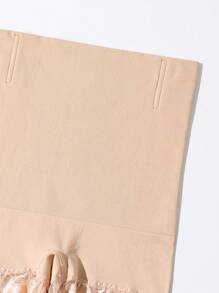 1 pieza Pantalones cortos moldeadores de cintura alta con parche de encaje para mujer
