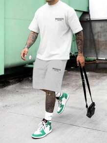 RueChic Men Cottonline Letter Printed Regular T-Shirt Set - White - View 1