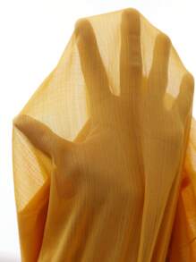 BELROSIE Golden Yellow Elegant Tea Party Women's Shiny Chiffon Layered Ruffle Neck & Cuff Long Sleeve Mid-Length Dress,Autumn Spring Fall Style - Yellow - View 7