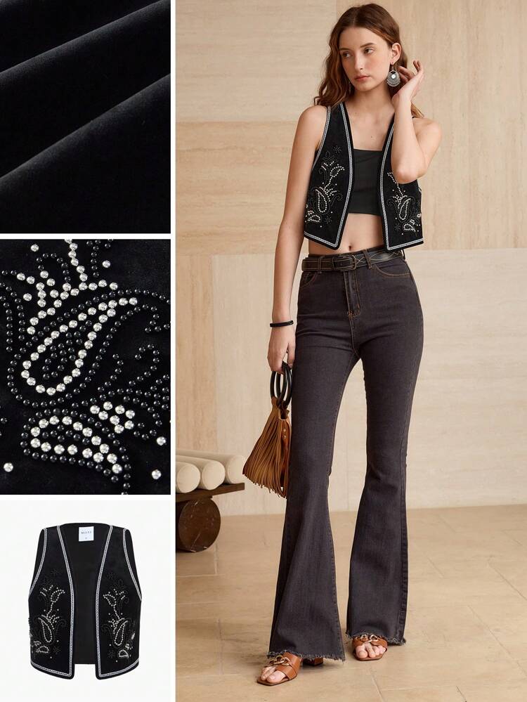 BEADED EMBROIDERY SLEEVELESS TOP,SPRING/SUMMER
