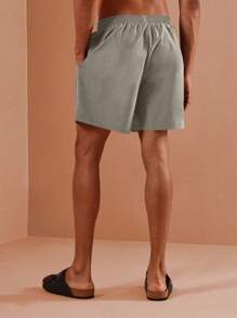 SUMWON Casual Beach Swim Trunks Regular Fit Pull-On Summer Vacation Pool Shorts Elastic Waistband Breathable Lightweight Resort Classic - Khaki - View 4