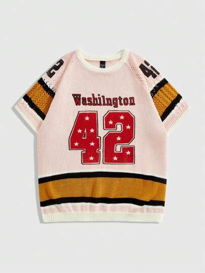 Street Life Men's Y2K Style Sports Jersey Knit Short Sleeve Top, Suitable For Everyday Wear, Spring/Summer