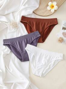 3pcs Comfortable, Seamless, Minimalist Underwear Set For Teen Girls - Multicolor - View 6